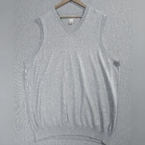 LL Bean Cashmere Sweater Vest Men's XXLT Heathered Gray V-Neck Cotton